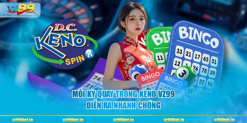 Mỗi kỳ quay trong Keno VZ99 diễn ra nhanh chóng