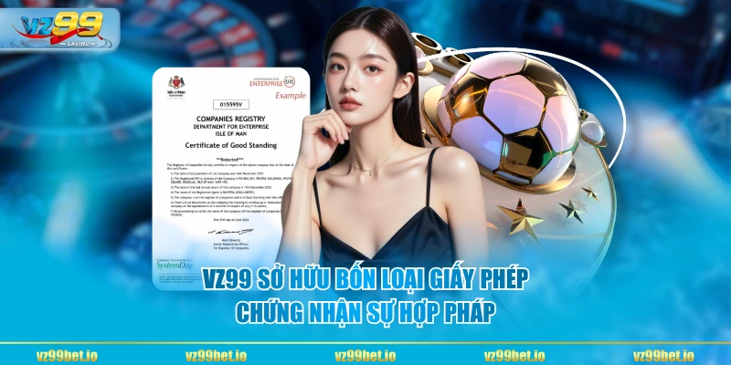 VZ99 sở hữu bốn loại giấy phép chứng nhận sự hợp pháp